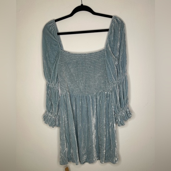 NWT Reformation Albi Silk Velvet Mini Dress in Turquoise - Picture 8 of 9